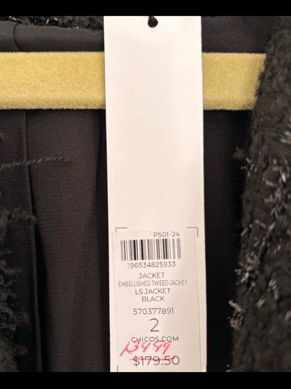 Embellished Black Tweed Open-Front Jacket - Picture 7 of 9